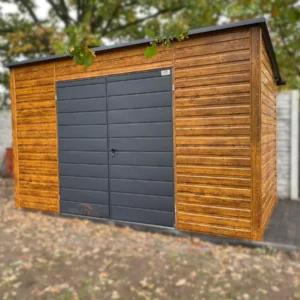 Zahradní domek 4x1,5 m Zlatý dub / RAL 7016 Antracit | Zesílená konstrukce