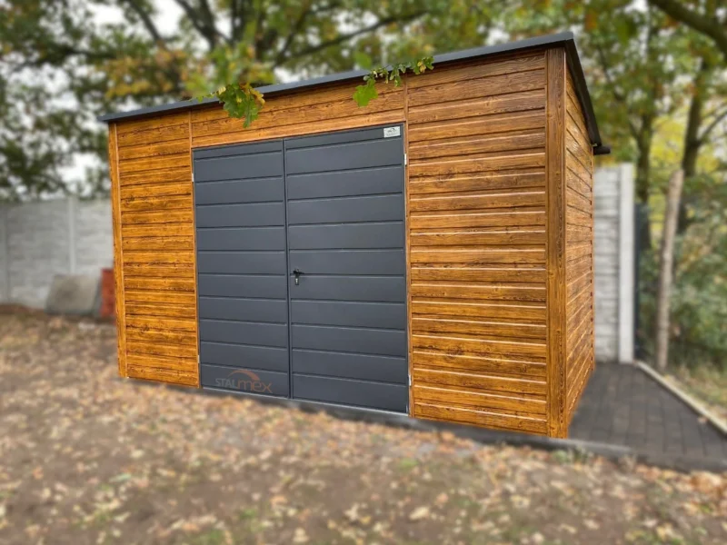 Zahradní domek 4x1,5 m Zlatý dub / RAL 7016 Antracit | Zesílená konstrukce