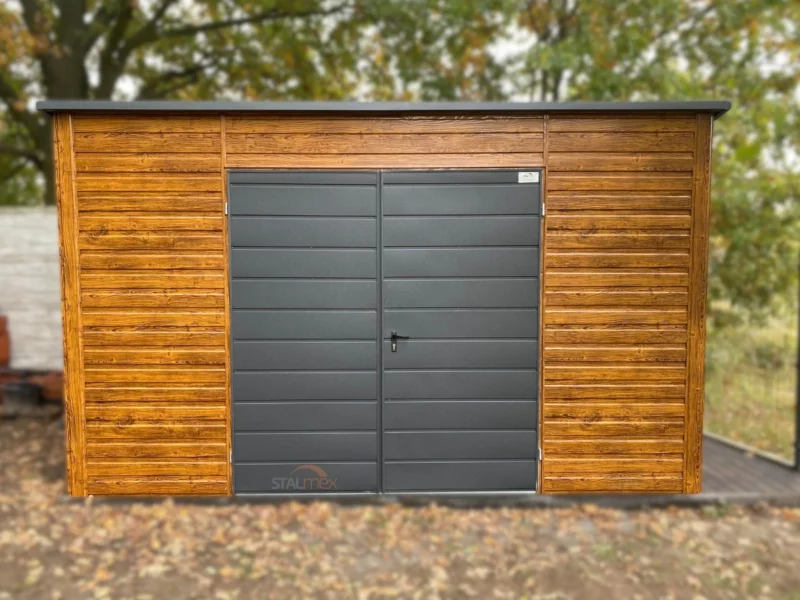 Zahradní domek 4x1,5 m Zlatý dub / RAL 7016 Antracit | Zesílená konstrukce