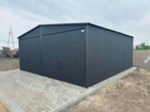 Plechová dvojgaráž 6x6m BTX 7016 Antracit Mat | Zvýšená 2,60m | 2x Vrata + Dveře | Zesílená konstrukce