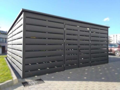 Prémiový přístřešek na popelnice 5,00 x 5,00 m (25 m²) RAL 7016 Antracit Lamely