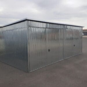 Plechová dvojgaráž 6x5m Pozink | 2 stání | Kování | Zvýšená 2,30m