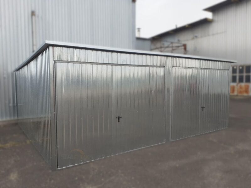 Plechová dvojgaráž 6x5m Pozink | 2 stání | Kování | Zvýšená 2,30m