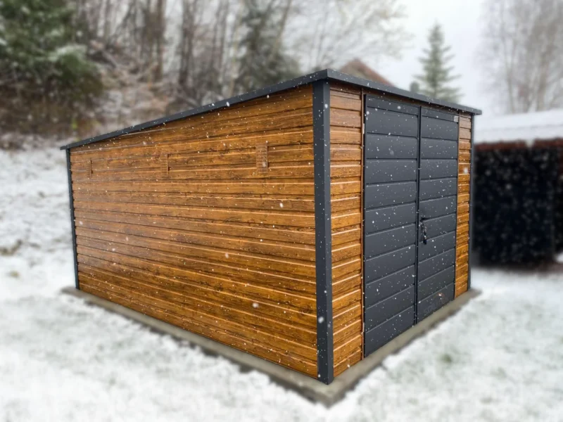 Zahradní domek 3x5 m Zlatý dub / RAL 7016 Antracit | 6x Ventilace a Okapy | Zesílená konstrukce
