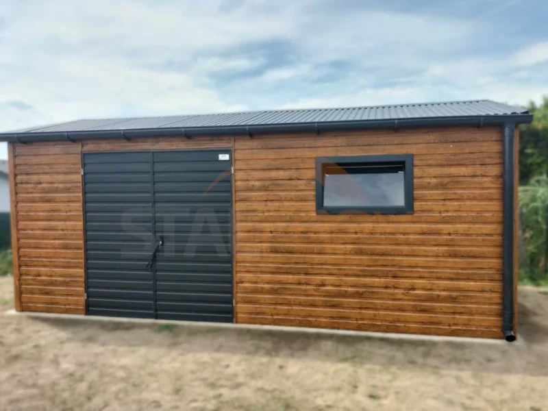 Zahradní domek 6x2,5 m Zlatý dub / RAL 7016 Antracit | Zvýšený 2,60 m | Zesílená konstrukce