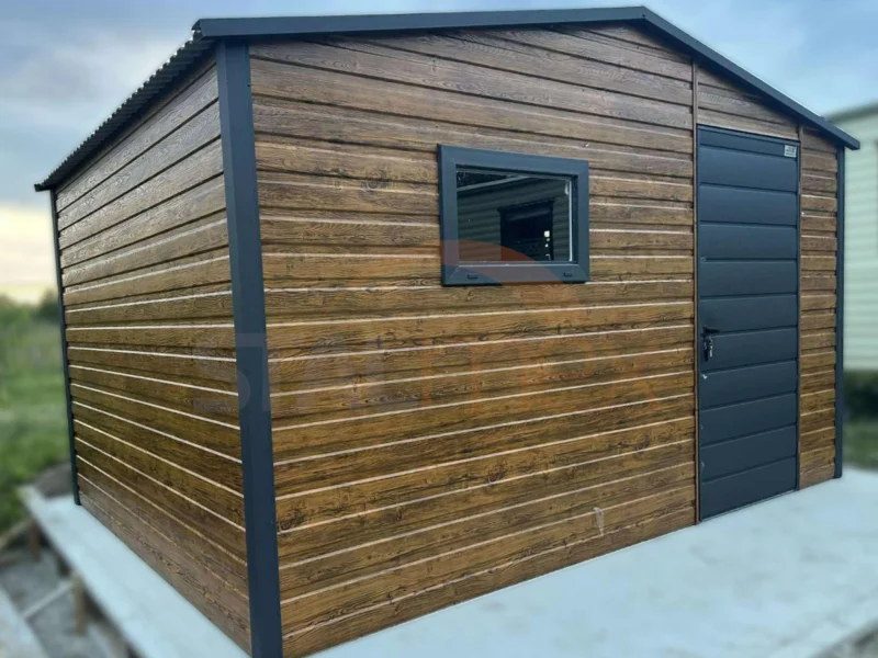 Moderní zahradní domek 4x3 m Zlatý dub / Antracit | Okno | Zesílená konstrukce