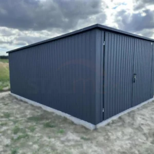 Plechová garáž 3,5x5m BTX 7016 Antracit Mat | Svislý trapéz T7 | Dvoukřídlá vrata | Zesílená konstrukce