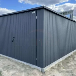 Plechová garáž 3,5x5m BTX 7016 Antracit Mat | Svislý trapéz T7 | Dvoukřídlá vrata | Zesílená konstrukce