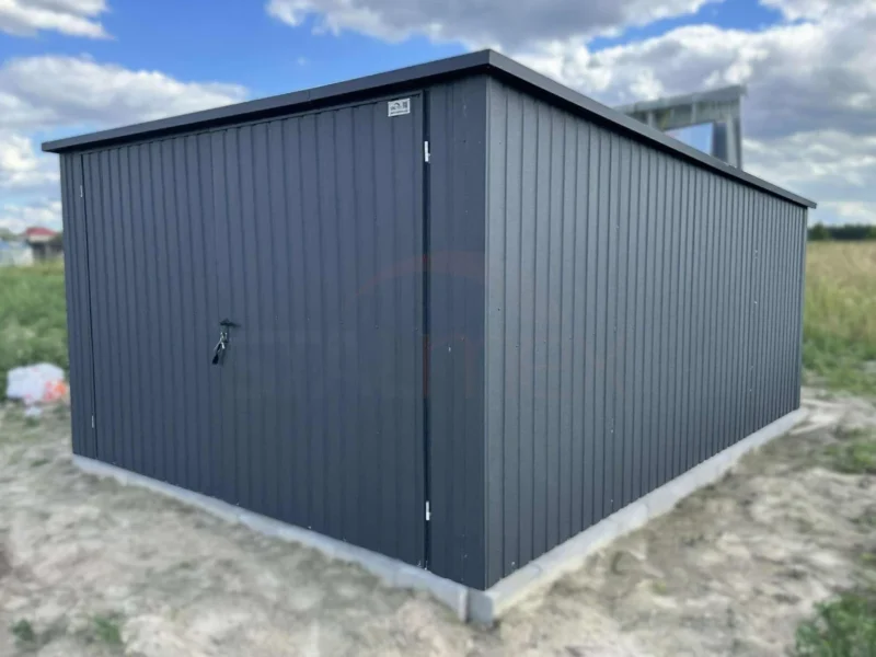 Plechová garáž 3,5x5m BTX 7016 Antracit Mat | Svislý trapéz T7 | Dvoukřídlá vrata | Zesílená konstrukce