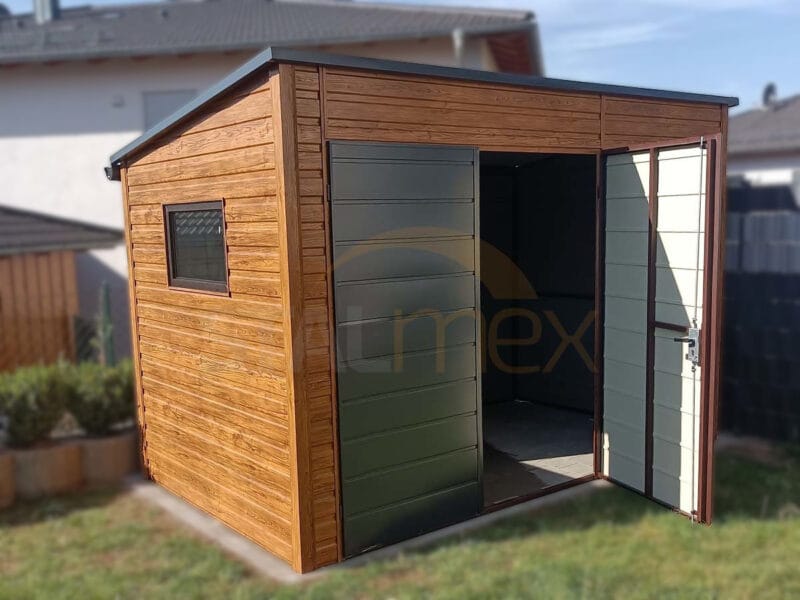 Zahradní domek 3,5x2 m Zlatý dub / RAL 7016 Antracit | Zvýšený 2,40 m | Zesílená konstrukce