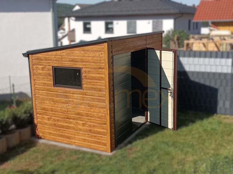 Zahradní domek 3,5x2 m Zlatý dub / RAL 7016 Antracit | Zvýšený 2,40 m | Zesílená konstrukce