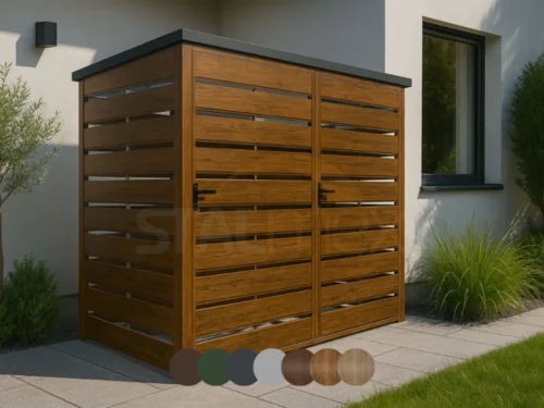 Modulární přístřešek na odpadky [Výběr barev] Dvoumodulový | Modul BOX 2 (2x 240l) | Profilované lamely | Zinkovaný profil uzavřený