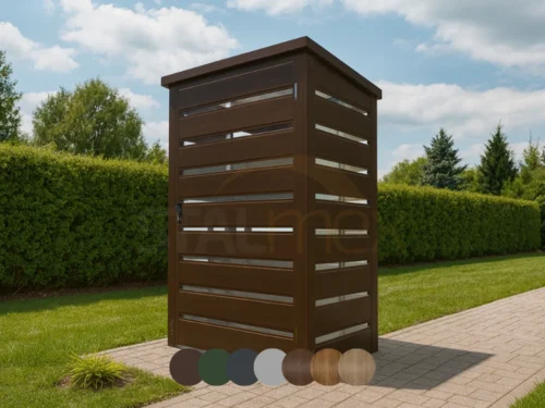 Modulární přístřešek na odpadky [Výběr barev] Jednomodulový | Modul BOX 3 (2x 120l) | Profilované lamely | Zinkovaný profil uzavřený