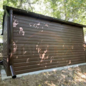 Zahradní domek 3x4 m Ořech dekor dřeva | Okapy | Zesílená konstrukce