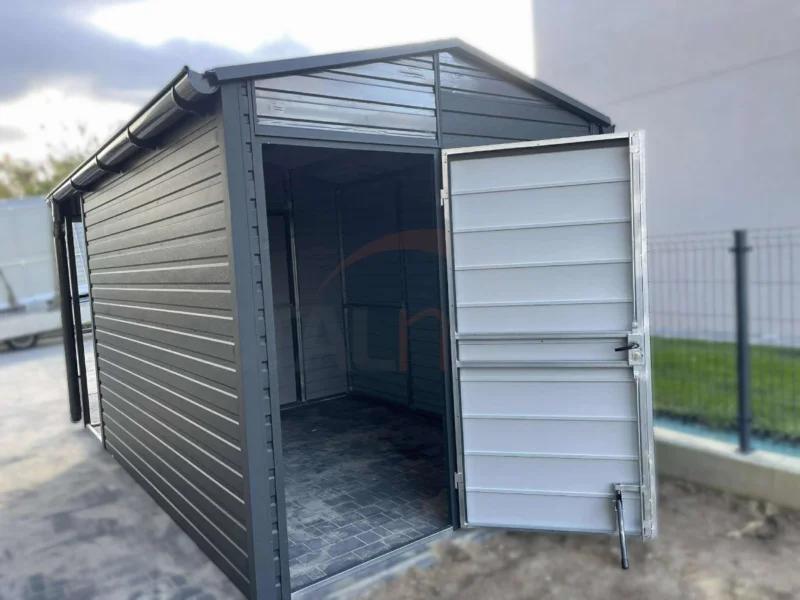 Zahradní domek s přístřeškem (2,5x3,3 m + 1 m) | BTX 7016 Antracit Mat | Zesílená konstrukce