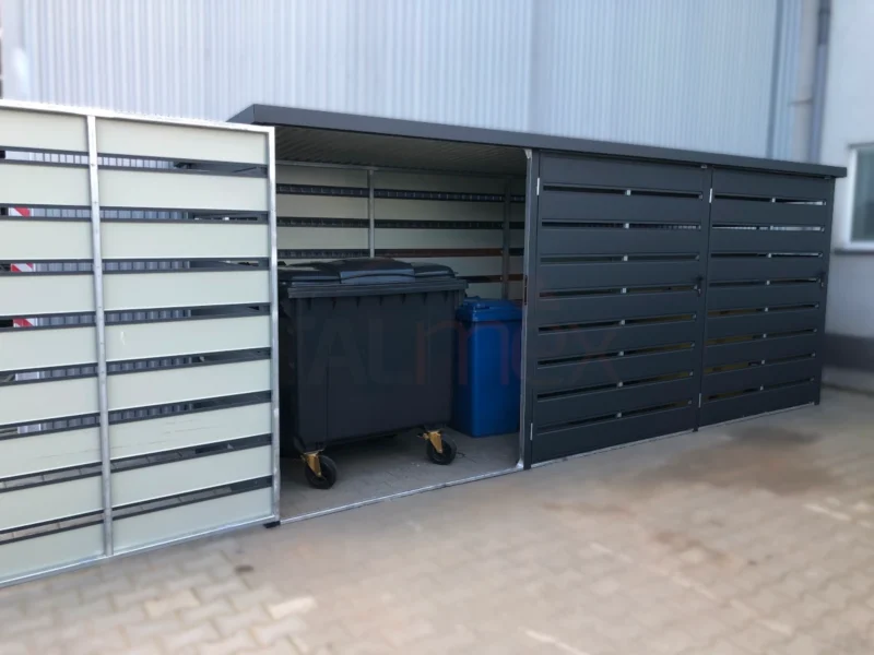 Modulární přístřešek na popelnice 3-místný 3x BOX 1 (3x 1100l) RAL 7016 Antracit Lamely