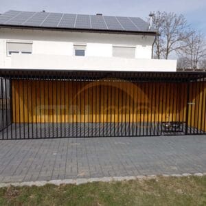 Kotec pro psa 6x2 m Černý | Dřevěné obložení | Otočné misky | Svislé profily
