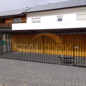 Kotec pro psa 6x2 m Černý | Dřevěné obložení | Otočné misky | Svislé profily