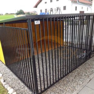 Kotec pro psa 4x4 m Černý | Dřevěné obložení | Dřevěná podlaha | Otočné misky | Svislé profily