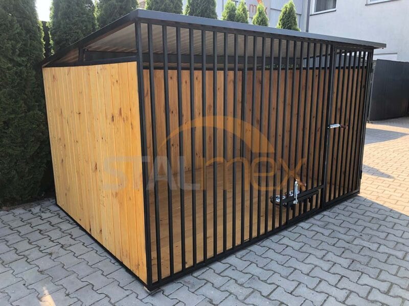 Kotec pro psa 3x2 m Černý | Dřevěné obložení | Dřevěná podlaha | Otočné misky | Svislé profily