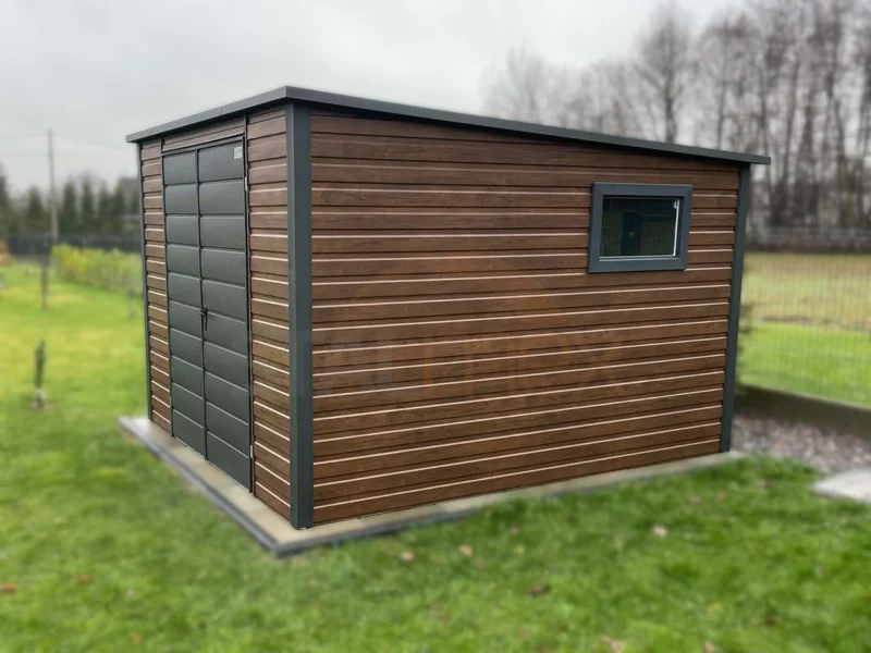 Zahradní domek 2,8x3 m Ořech / BTX 7016 Antracit Mat | Dveře 2,00 m | Zesílená konstrukce