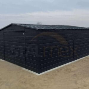 GK157_2 Plechová garáž 5x6m BTX 7016 Antracit Mat | Výklopná vrata | Široký panel | Zesílená konstrukce