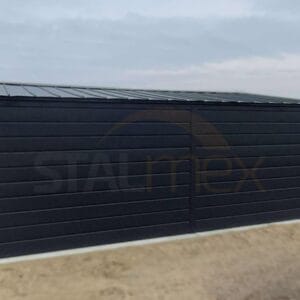 GK157_3 Plechová garáž 5x6m BTX 7016 Antracit Mat | Výklopná vrata | Široký panel | Zesílená konstrukce