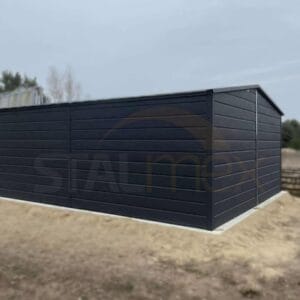 GK157_4 Plechová garáž 5x6m BTX 7016 Antracit Mat | Výklopná vrata | Široký panel | Zesílená konstrukce