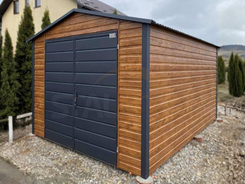Zahradní domek 3x4 m Zlatý dub / RAL 7016 Antracit Mat | Dveře 2,00m | Zesílená konstrukce