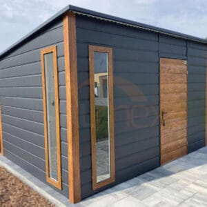 Zahradní domek 4×3 m BTX 7016 Antracit Mat / Zlatý dub | Okapy a Okna | Zesílená konstrukce
