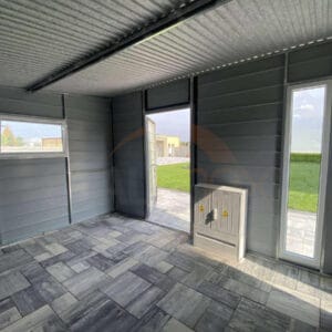 Zahradní domek 4×3 m BTX 7016 Antracit Mat / Zlatý dub | Okapy a Okna | Zesílená konstrukce
