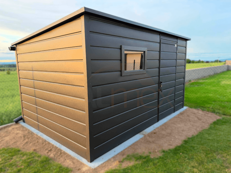 Zahradní domek 4×2,80 m BTX 7016 Antracit Mat | Okno a Okapy | Filc | Zesílená konstrukce